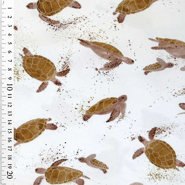 Digital bomuldsjersey med sandfarvet skildpadder