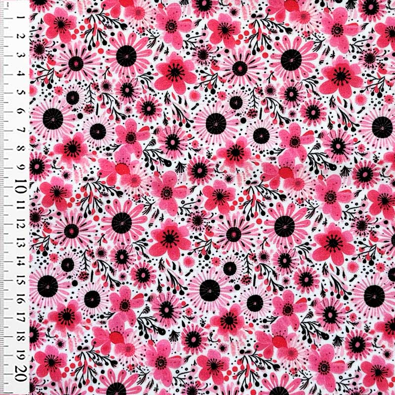 Digital bomuldsjersey med grafisk pink blomster mix