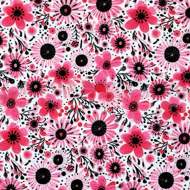 Digital bomuldsjersey med grafisk pink blomster mix