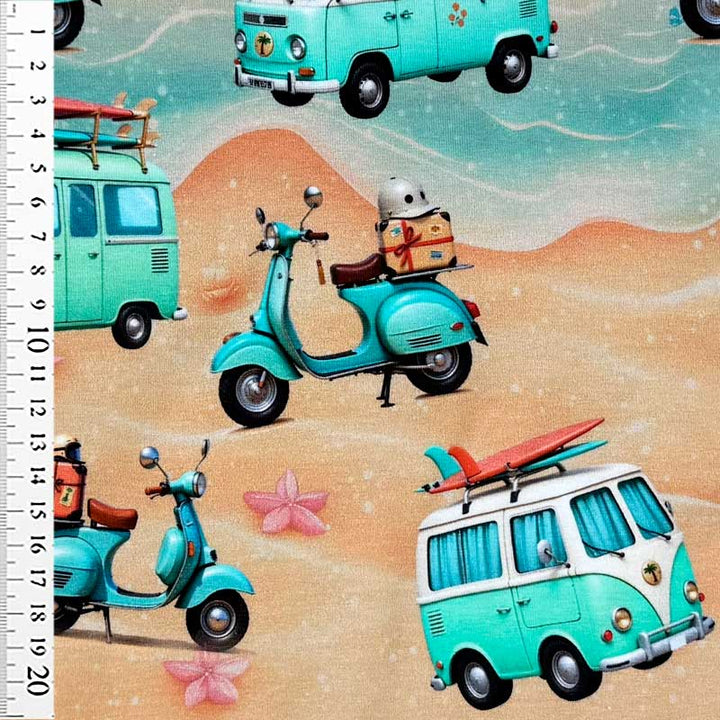 Digital bomuldsjersey med VW rugbrød og scooter