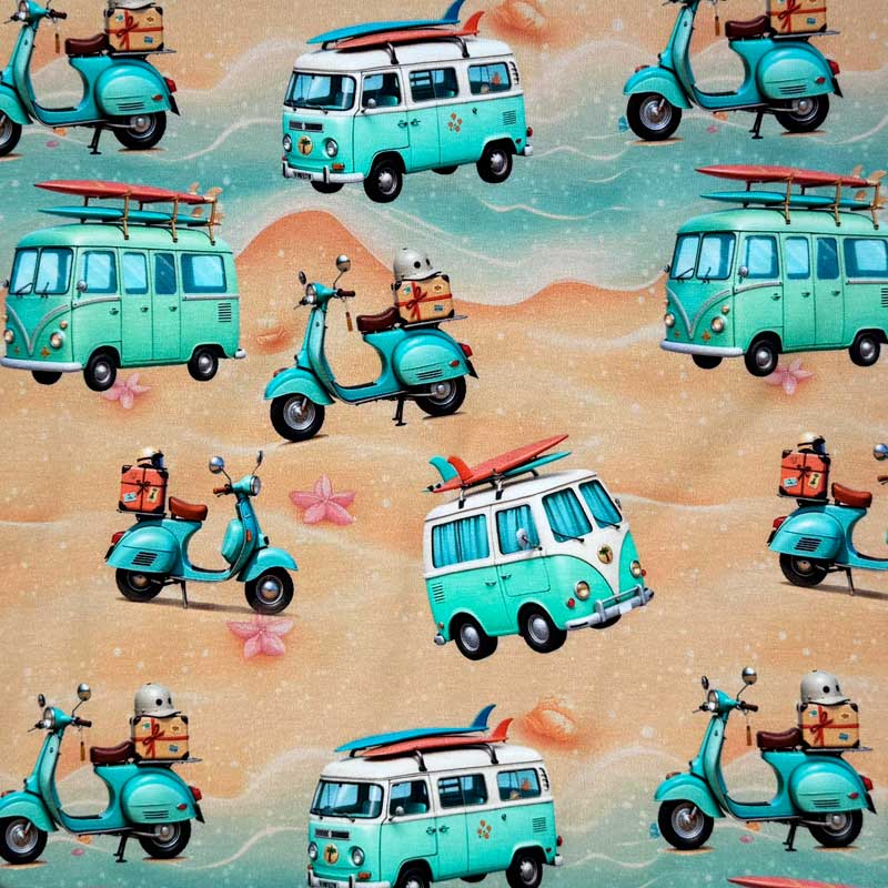 Digital bomuldsjersey med VW rugbrød og scooter