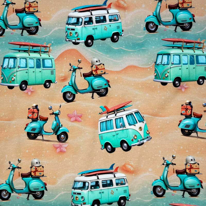 Digital bomuldsjersey med VW rugbrød og scooter