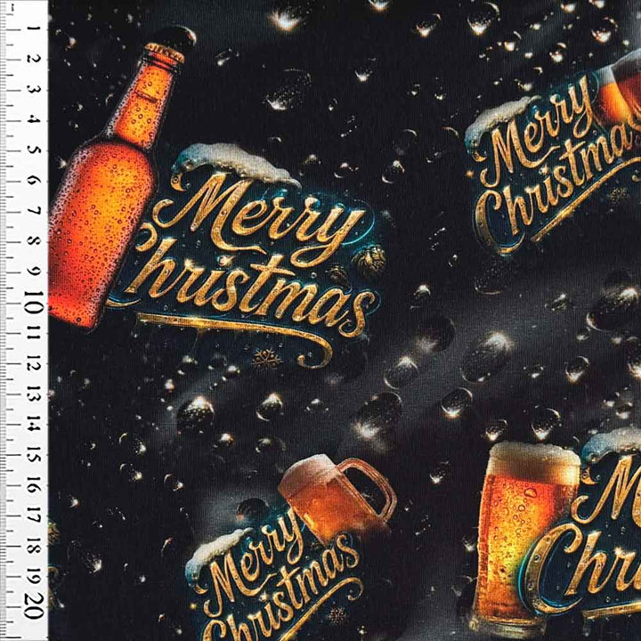 Digital bomuldsjersey med Merry Christmas juleøl