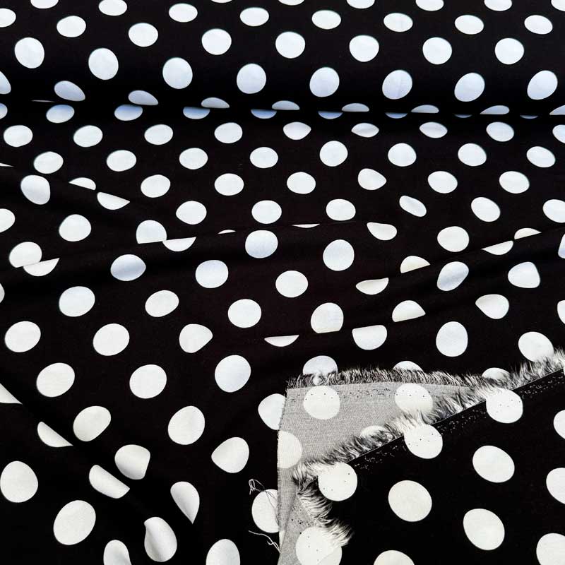 Fast viscose med hvide prikker 25 mm