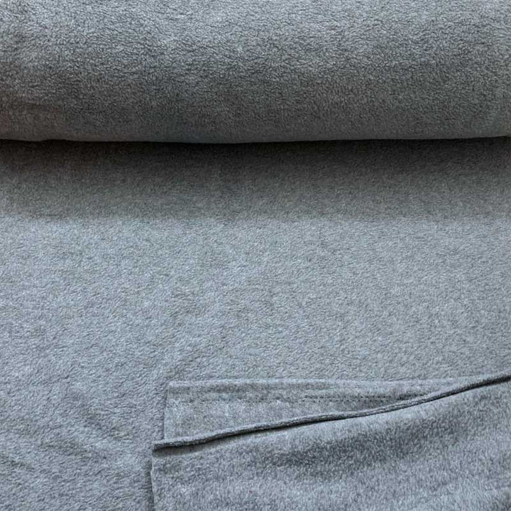 Fleece stof i meleret gråblå