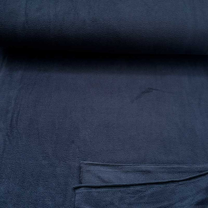 Fleece stof i marineblå