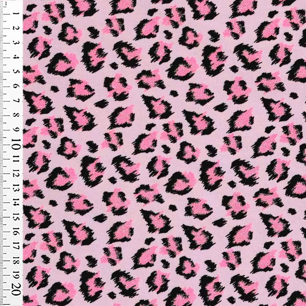 French Terry med dyreprint i lys pink