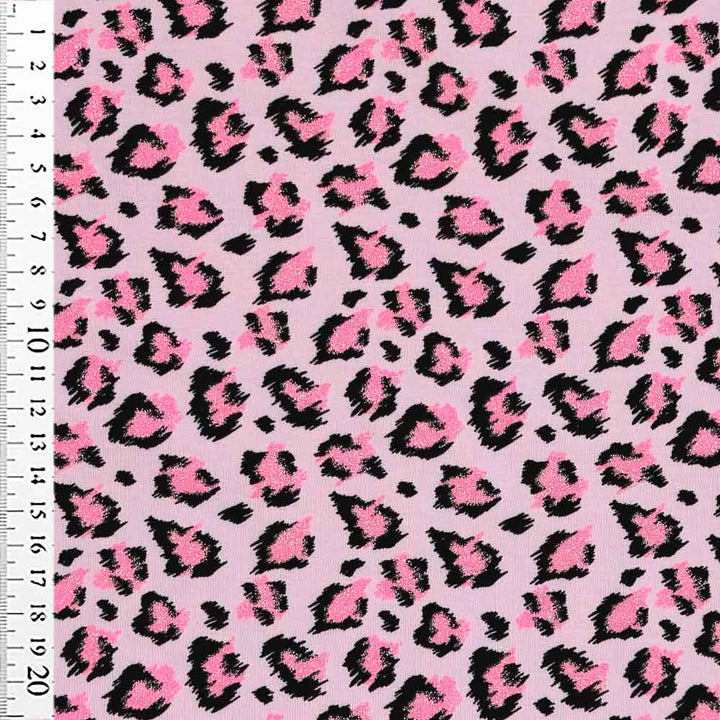 French Terry med dyreprint i lys pink