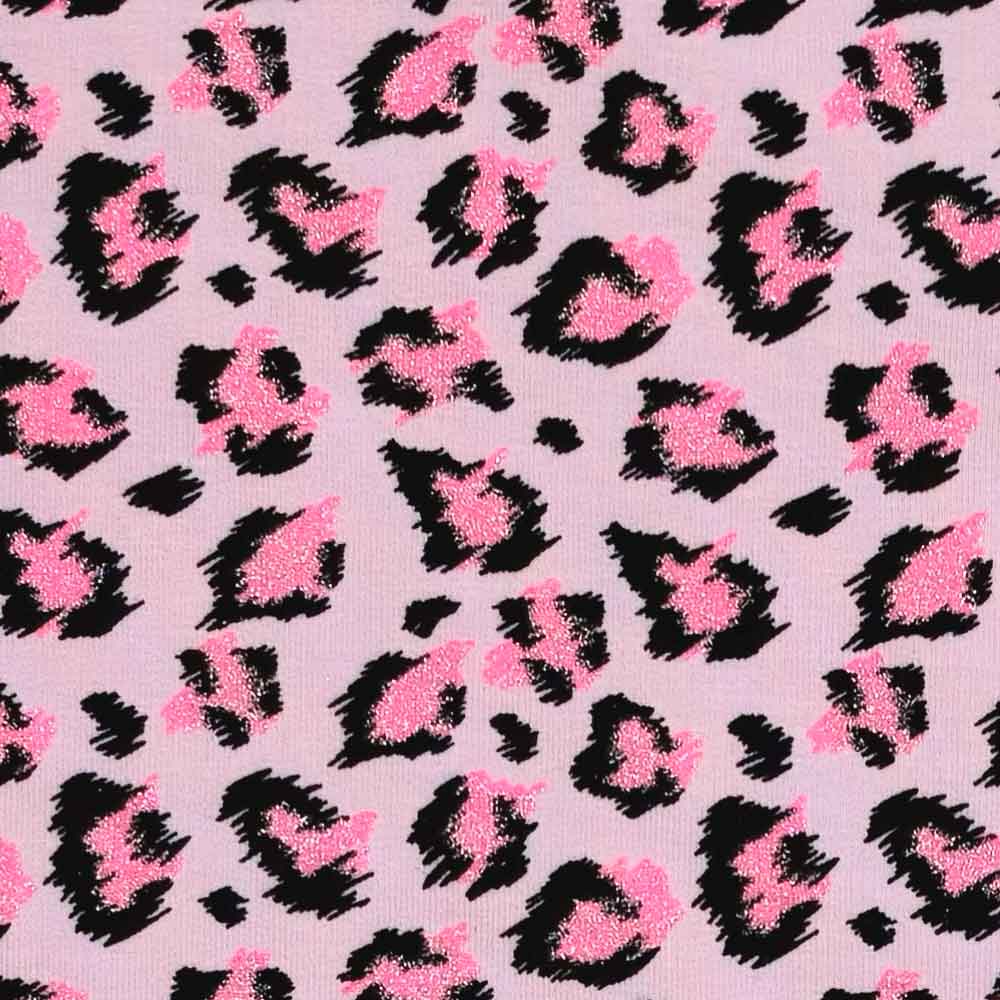 French Terry med dyreprint i lys pink