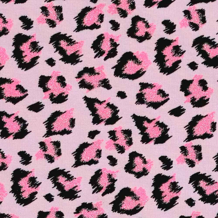 French Terry med dyreprint i lys pink