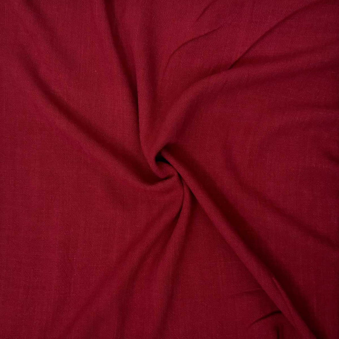 Ensfarvet fast viscose / hør i mørk rød
