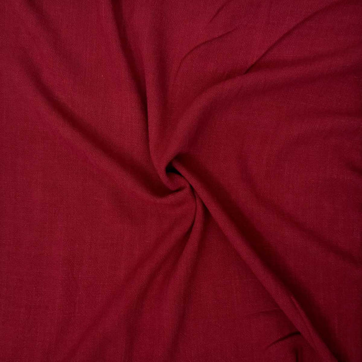 Ensfarvet fast viscose / hør i mørk rød