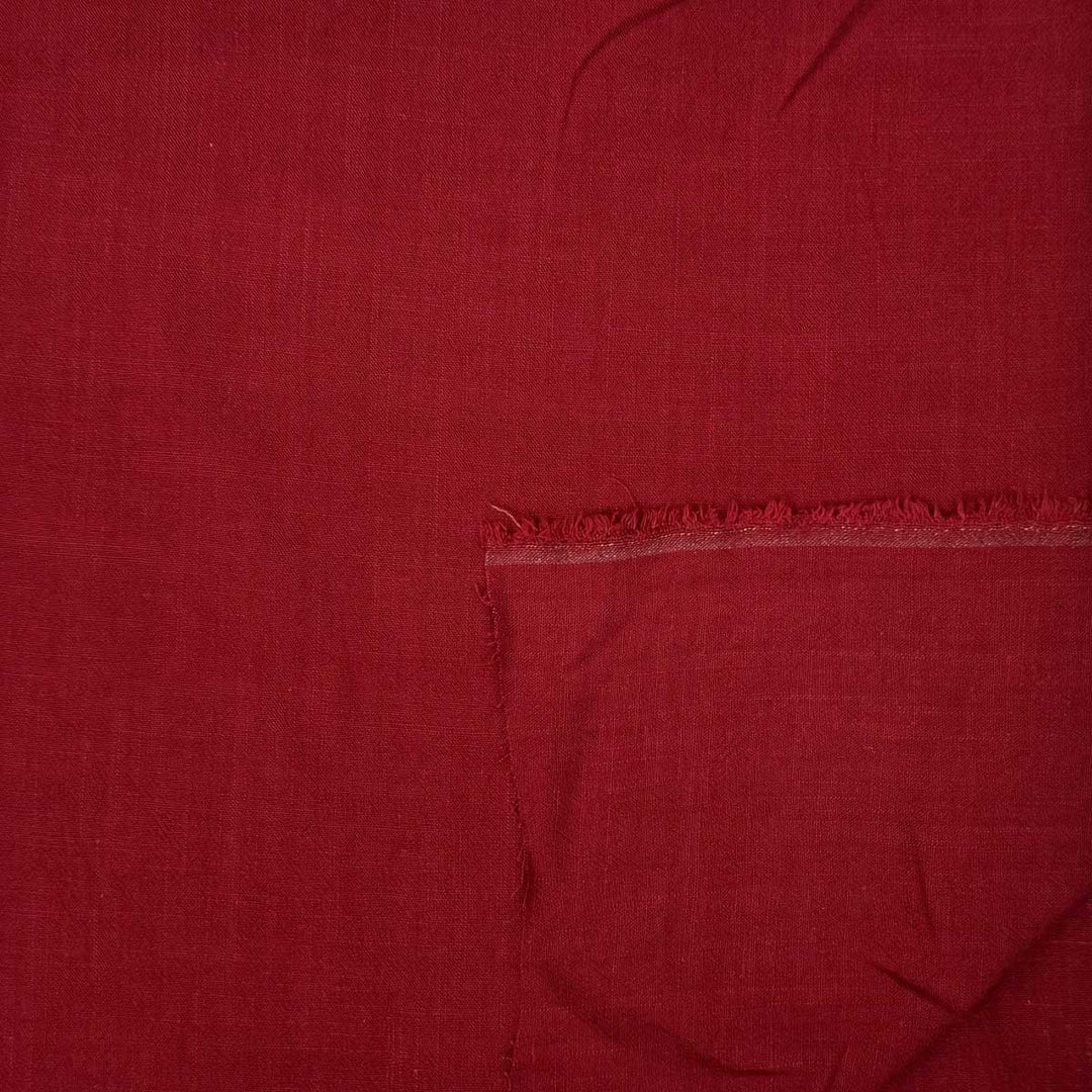 Ensfarvet fast viscose / hør i mørk rød