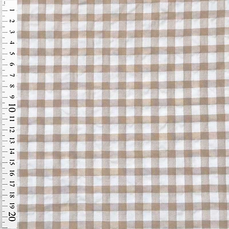 Ternet seersucker i beige og hvid