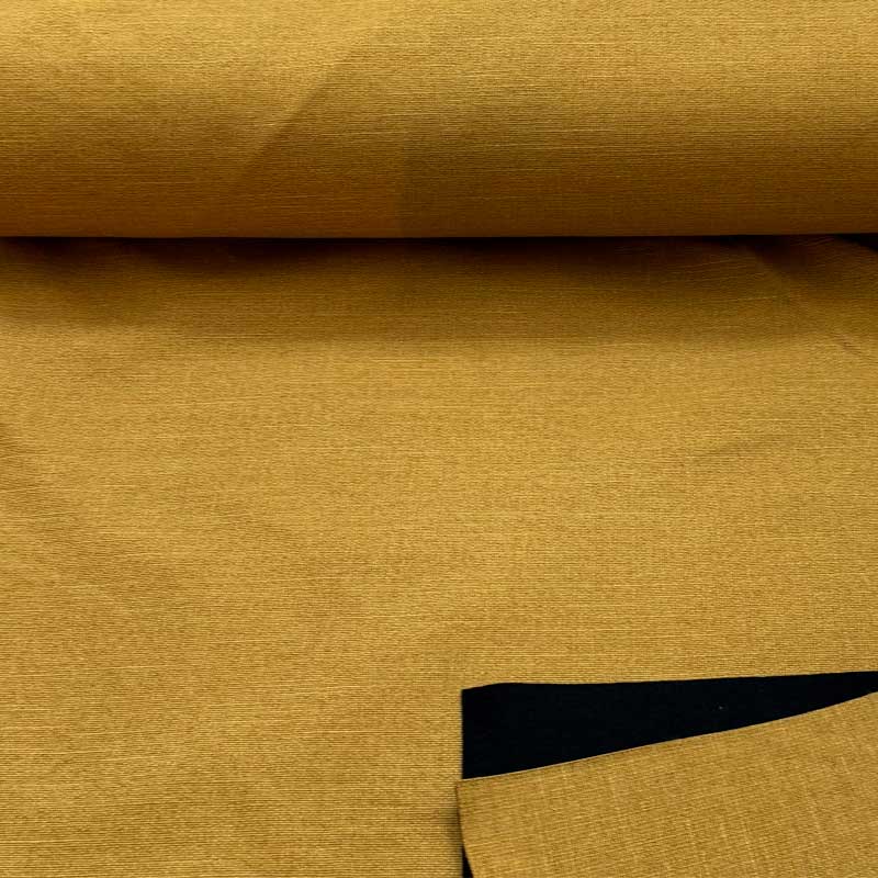 Fastvævet møbelstof i karryfarvet hørlook