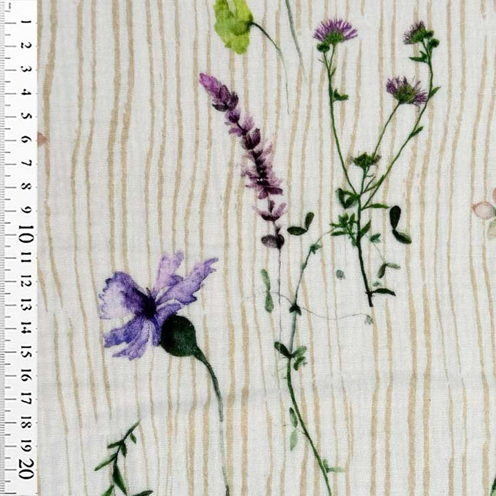 Tynd Mousseline med franske blomster