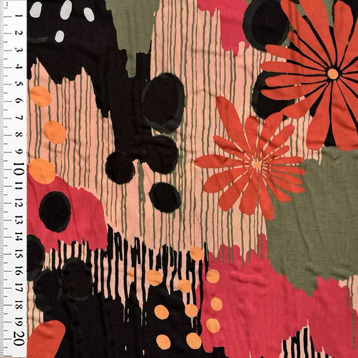 Modal Rayon med grafisk blomster mix fra Cloud9