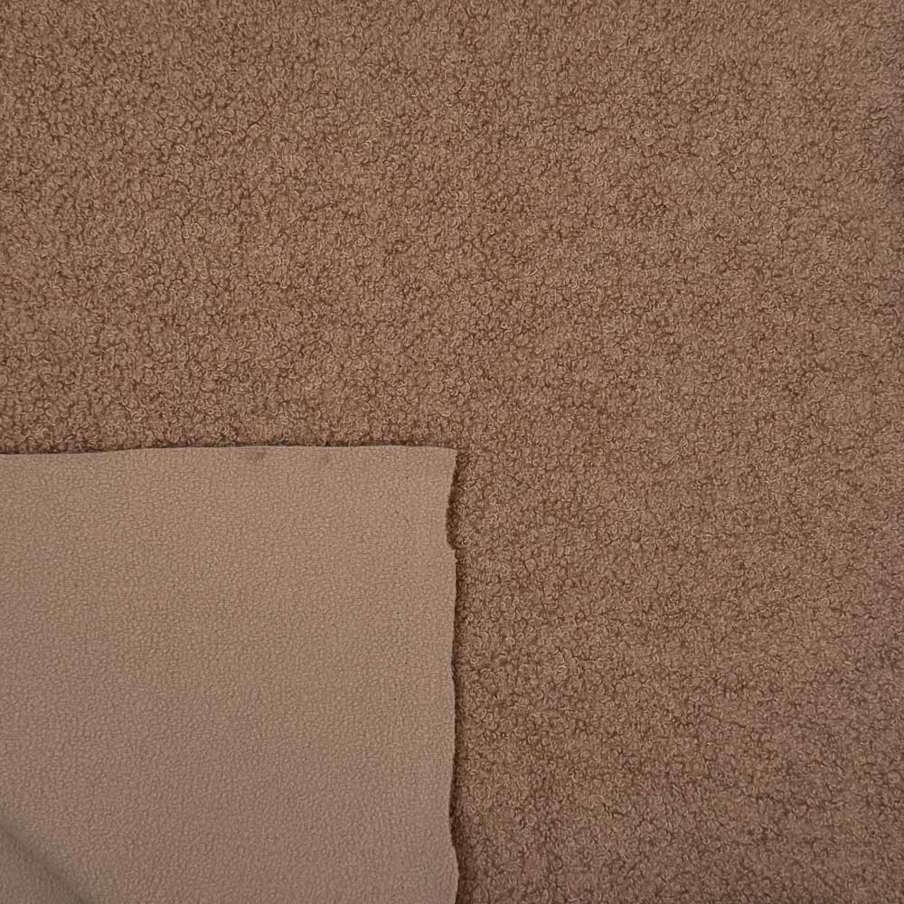 Ensfarvet teddy med fleece bagside beige
