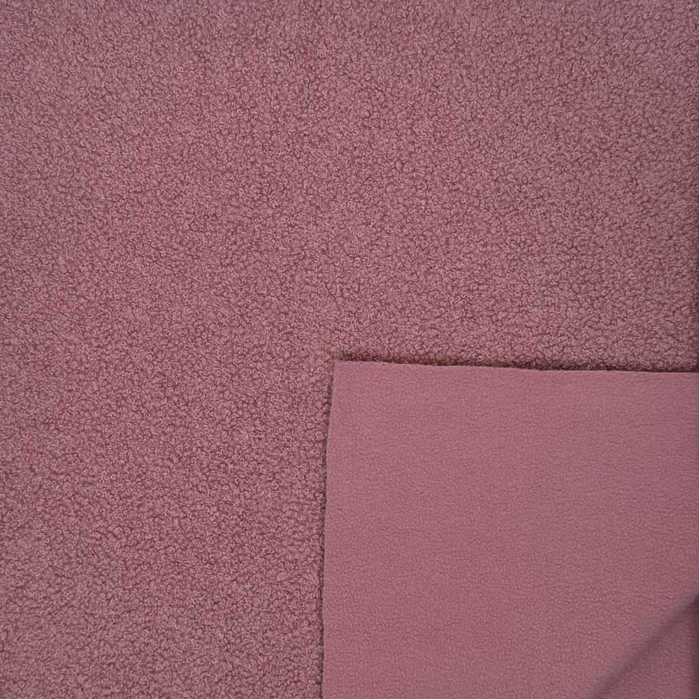 Ensfarvet teddy med fleece bagside rosa