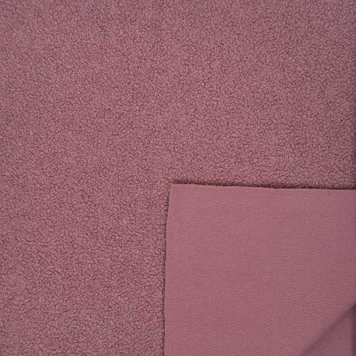 Ensfarvet teddy med fleece bagside rosa
