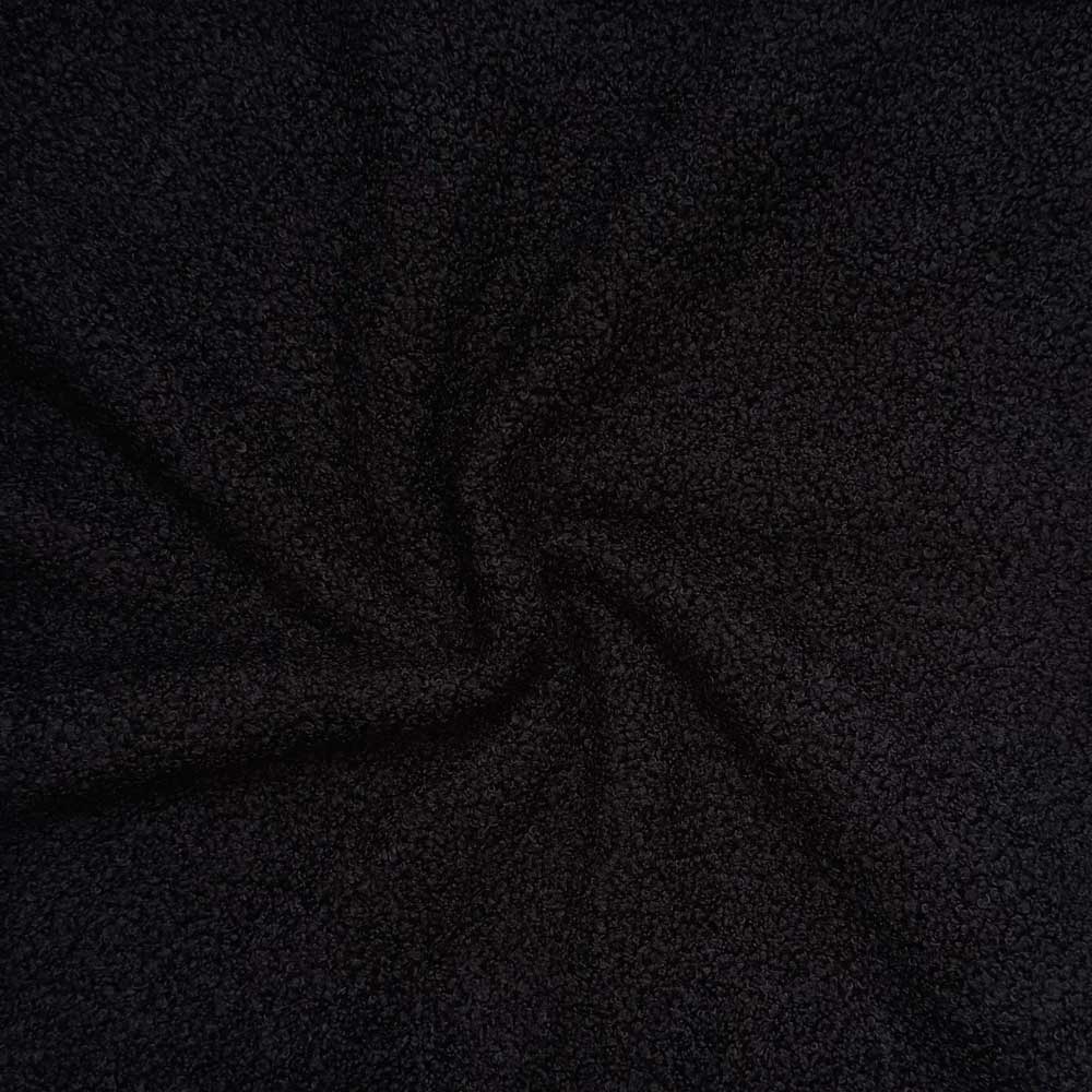 Ensfarvet teddy med fleece bagside sort