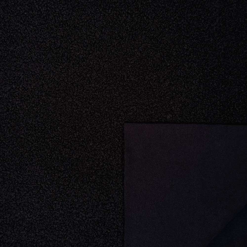 Ensfarvet teddy med fleece bagside sort