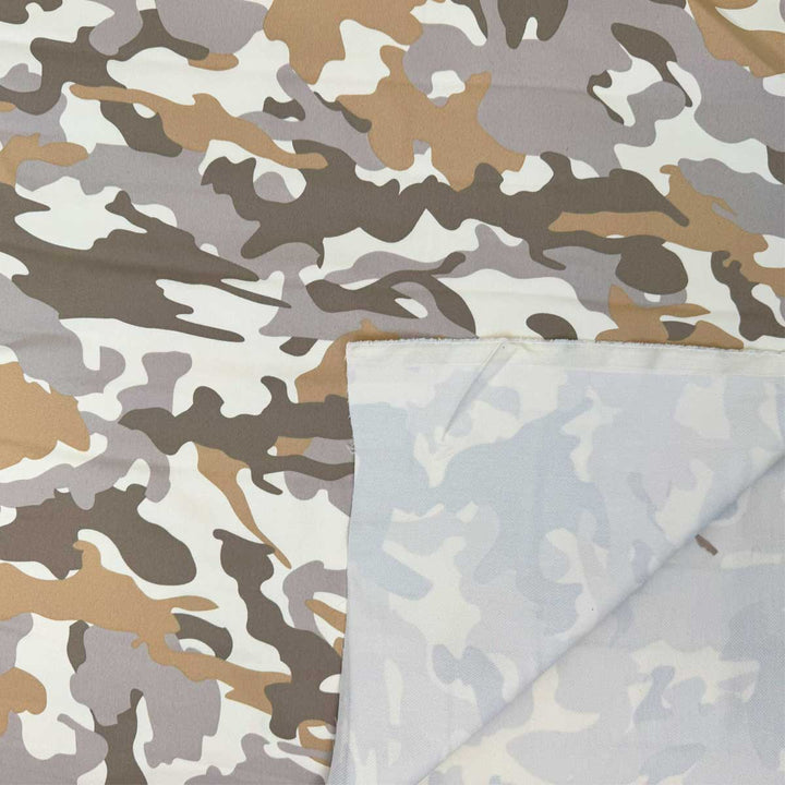 Twill med stræk i lys camouflage print
