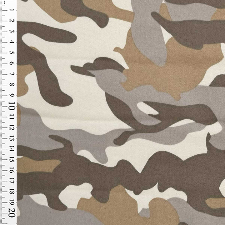 Twill med stræk i lys camouflage print