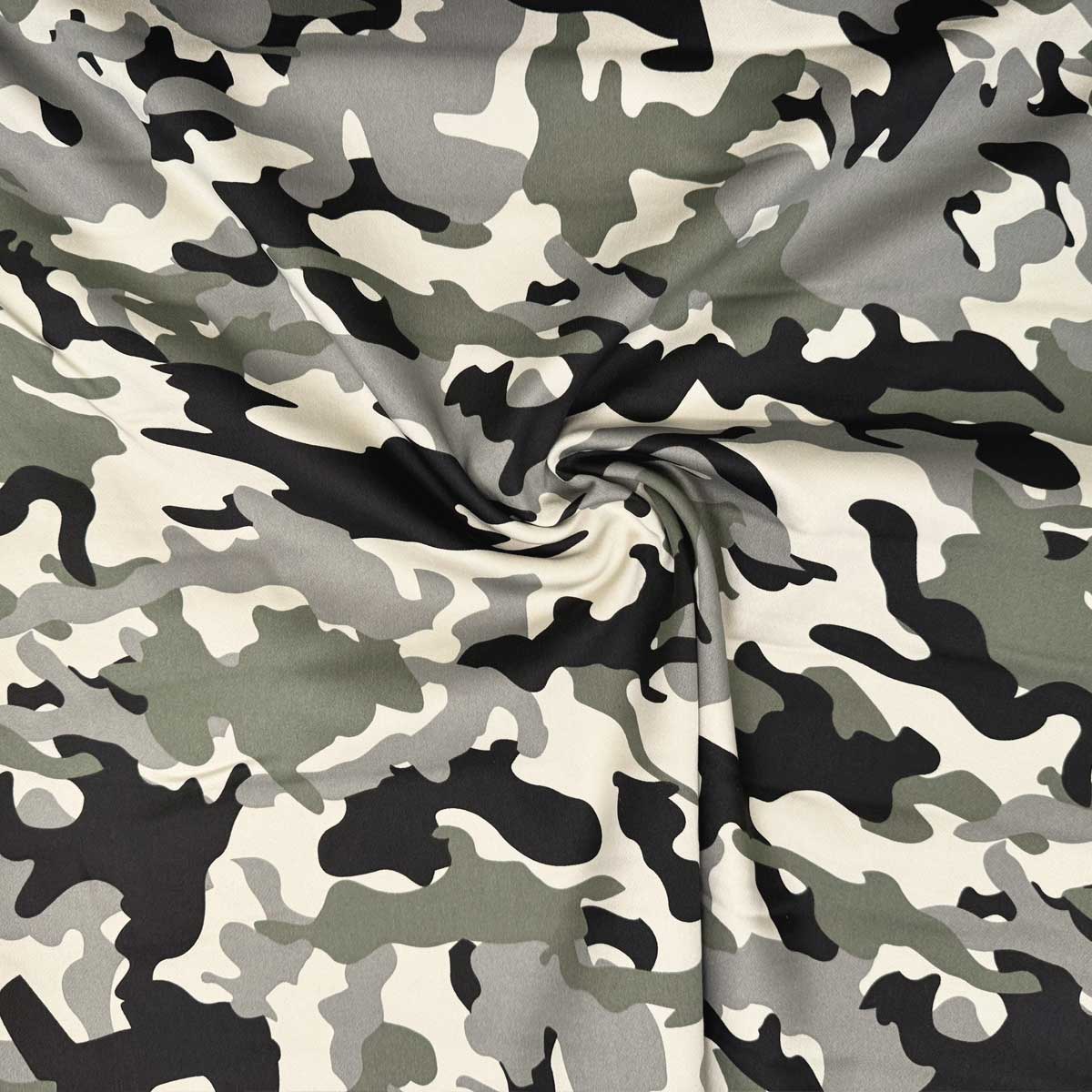 Twill med stræk i lys camouflage print II