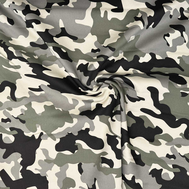 Twill med stræk i lys camouflage print II