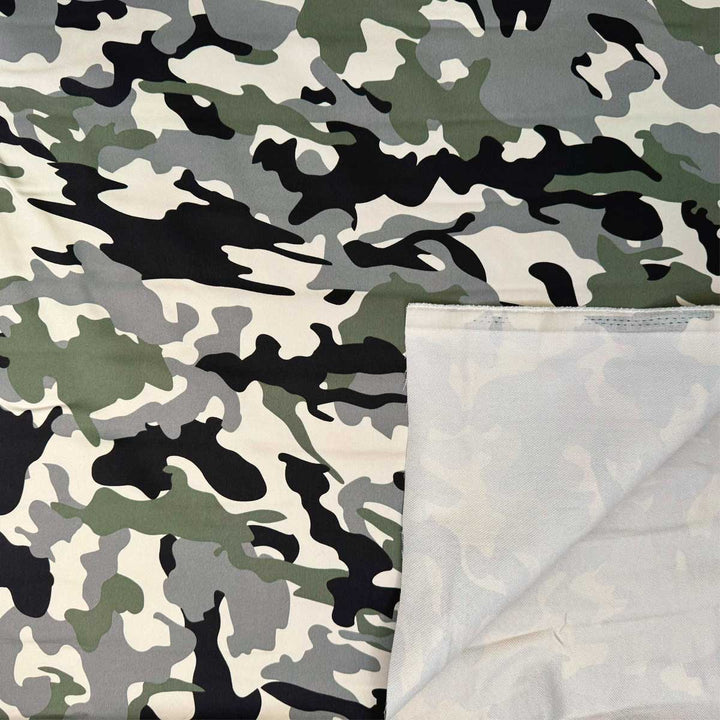 Twill med stræk i lys camouflage print II