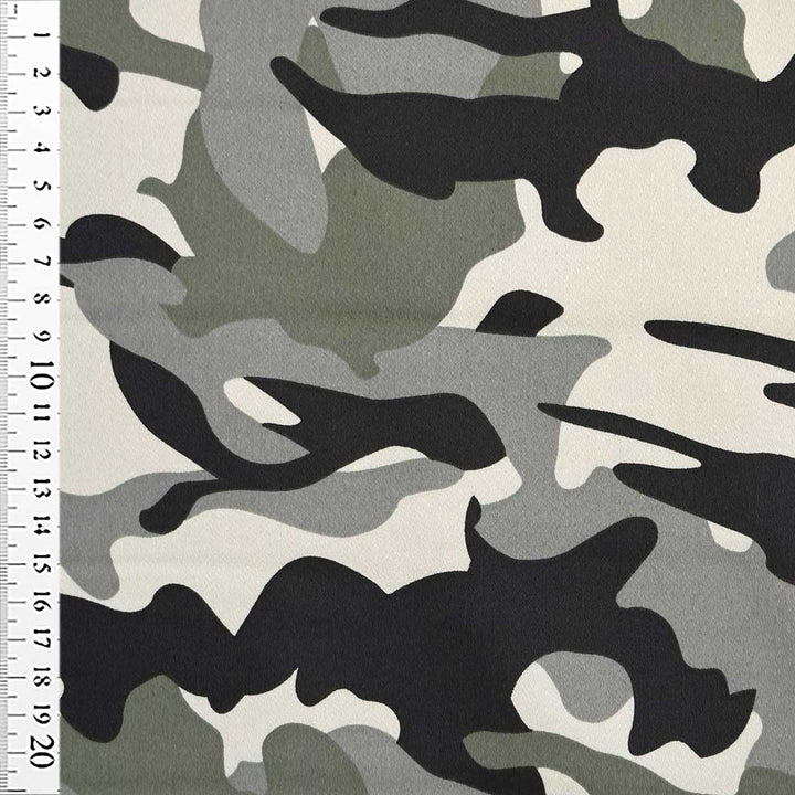 Twill med stræk i lys camouflage print II