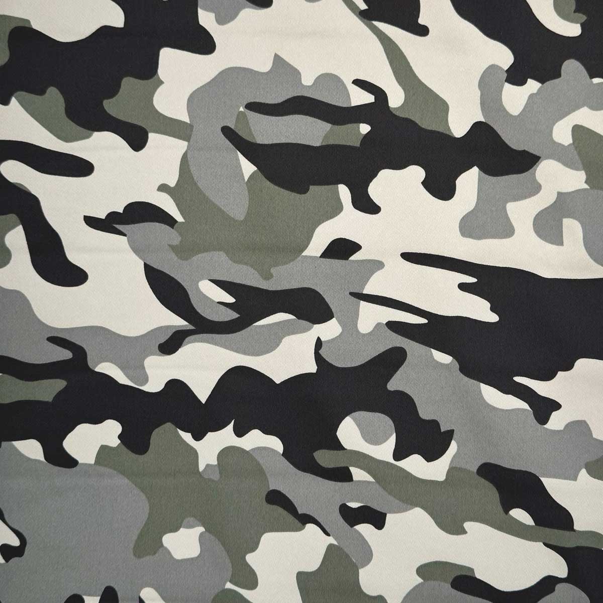 Twill med stræk i lys camouflage print II
