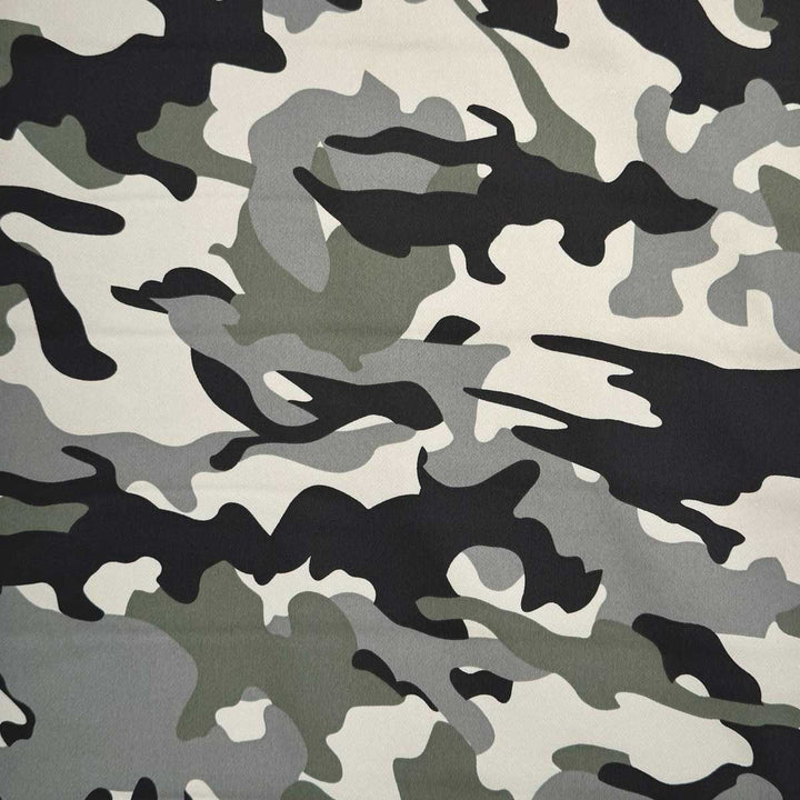 Twill med stræk i lys camouflage print II