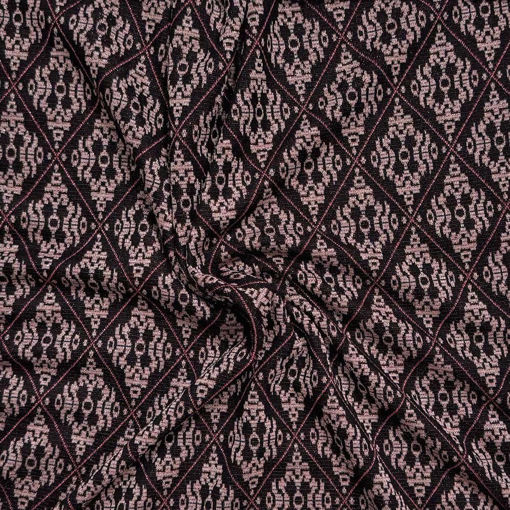 Italiensk viscose jacquard sort/pink med lurex