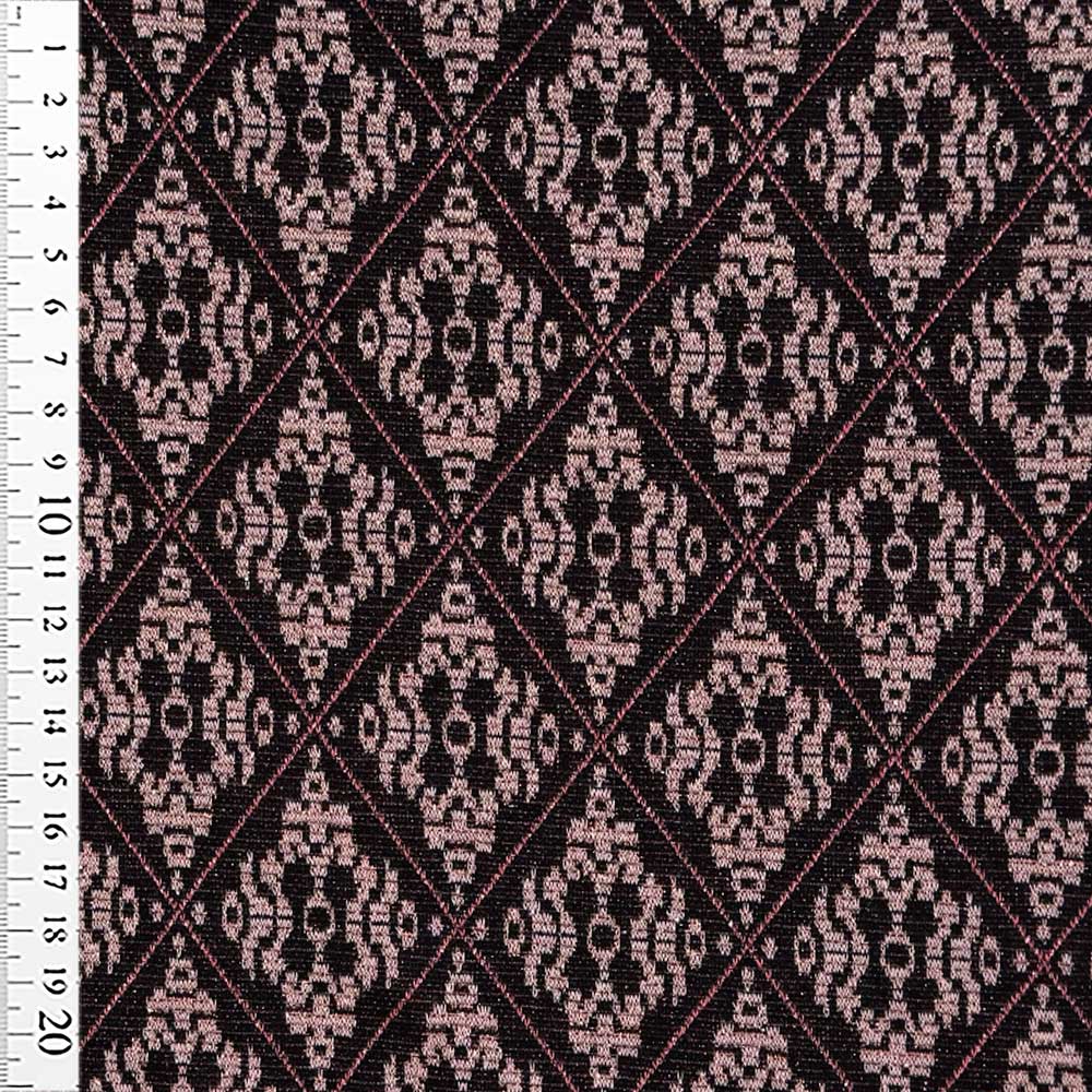 Italiensk viscose jacquard sort/pink med lurex