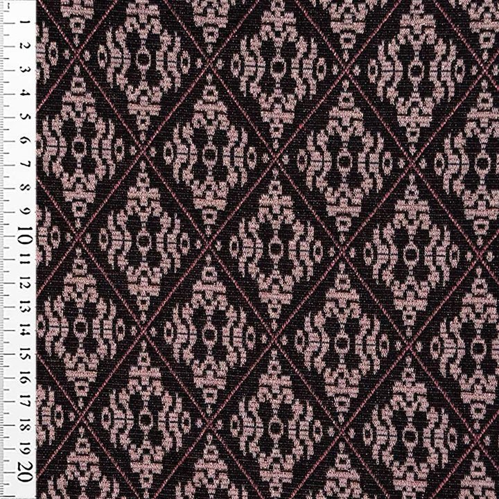 Italiensk viscose jacquard sort/pink med lurex