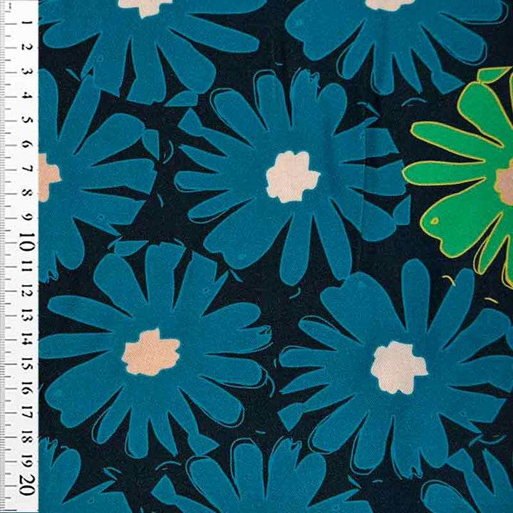 Fast viscose med petrol motiv blomst fra Light and Lush