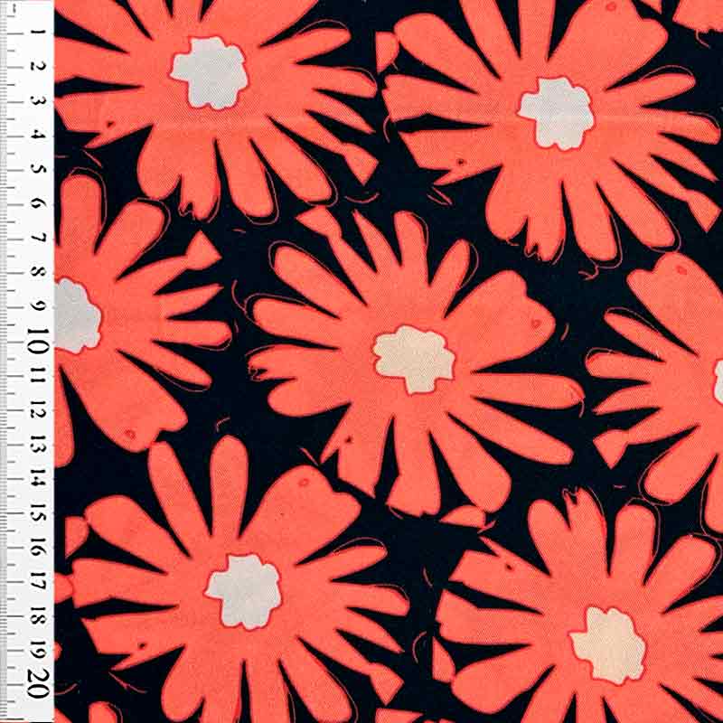 Fast viscose med orange motiv blomst fra Light and Lush