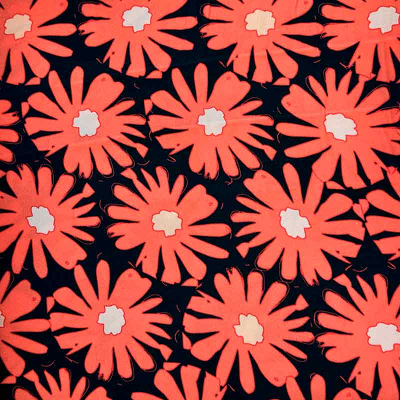 Fast viscose med orange motiv blomst fra Light and Lush