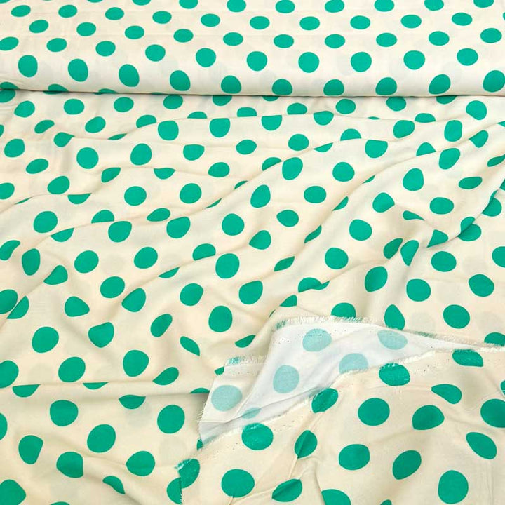 Fast viscose med jadegrøn prikker 25 mm