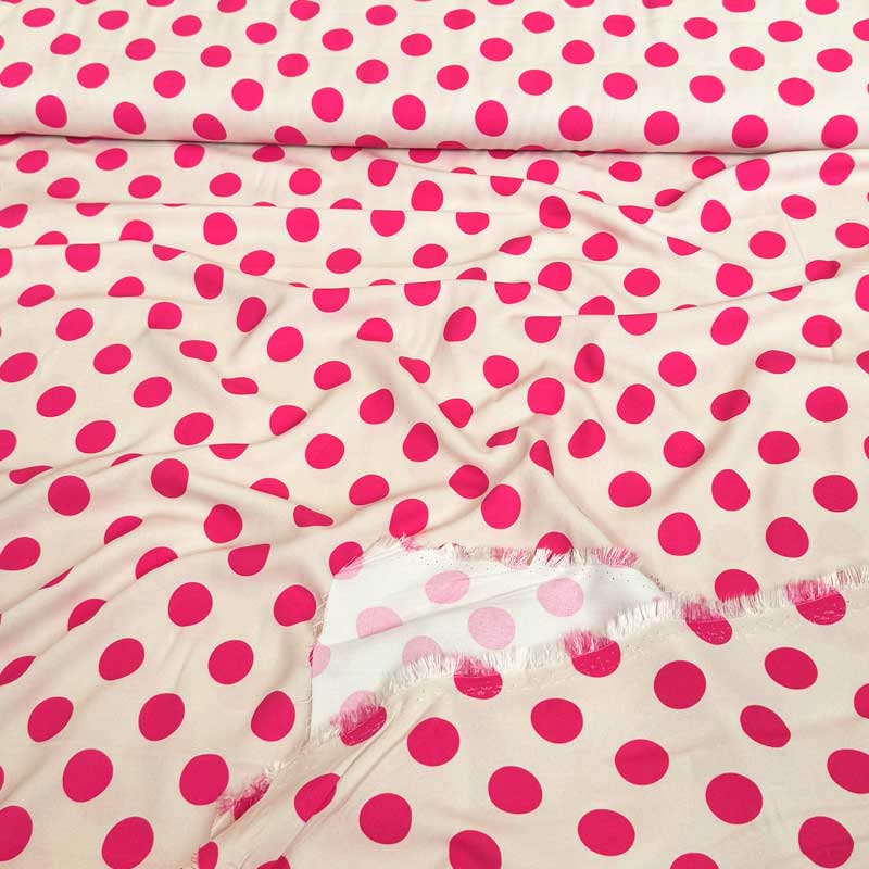 Fast viscose med pink prikker 25 mm