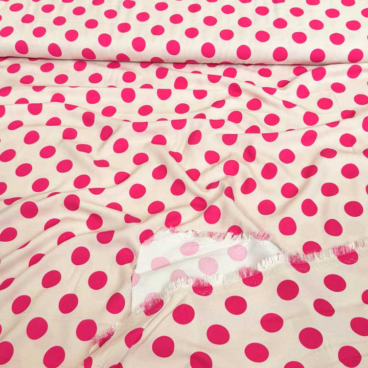 Fast viscose med pink prikker 25 mm