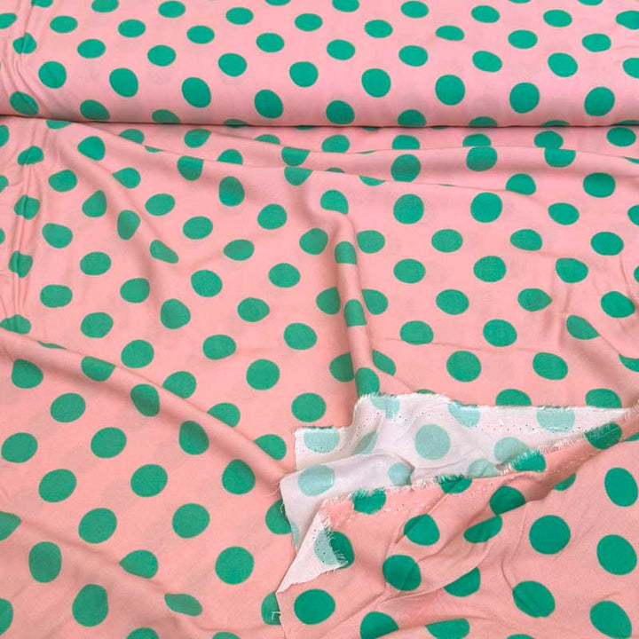 Fast viscose med jadegrøn prikker 25 mm II