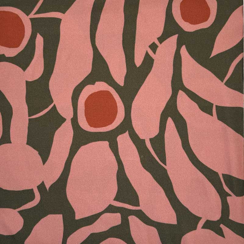 Fast viscose med grafisk flora motiv fra Light and Lush