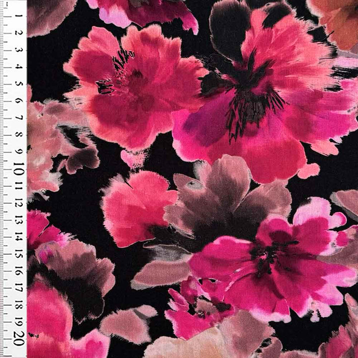 Fast digital stof med akvarel blomster motiv