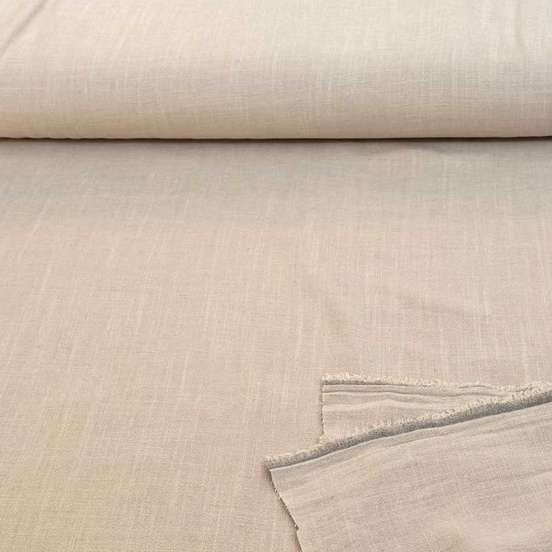 Ensfarvet fast viscose / hør i sand