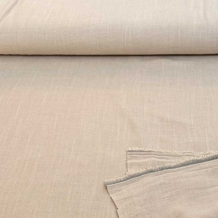 Ensfarvet fast viscose / hør i sand