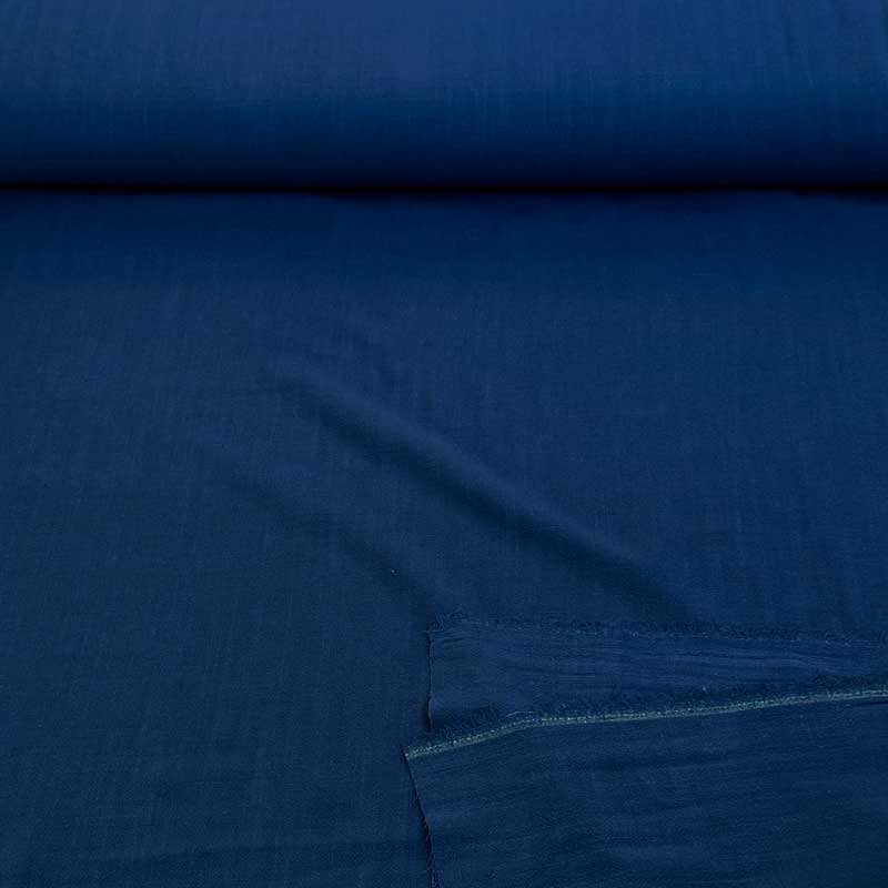 Ensfarvet fast viscose / hør i marine