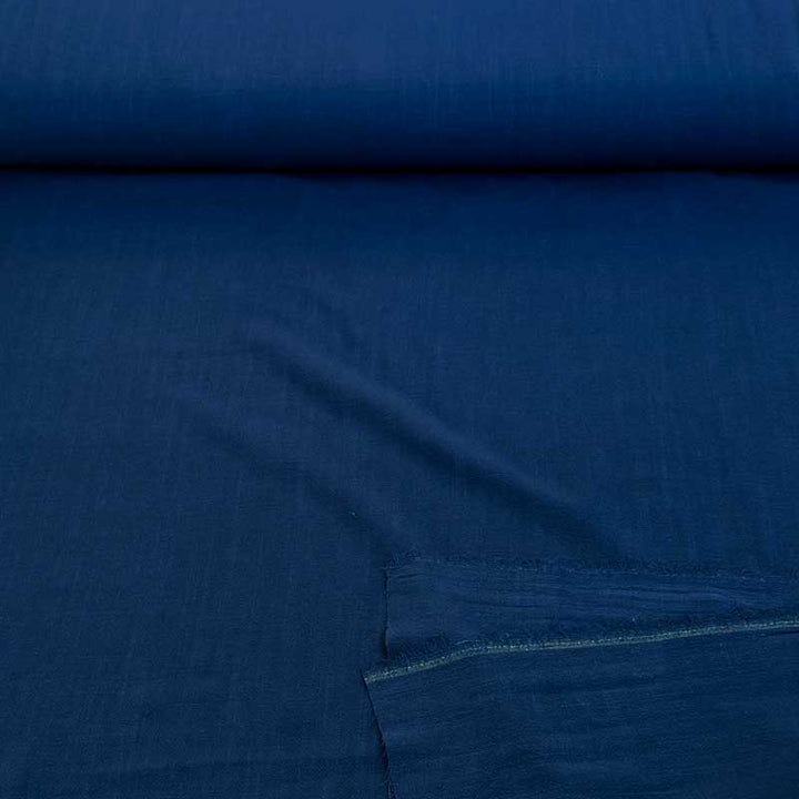 Ensfarvet fast viscose / hør i marine